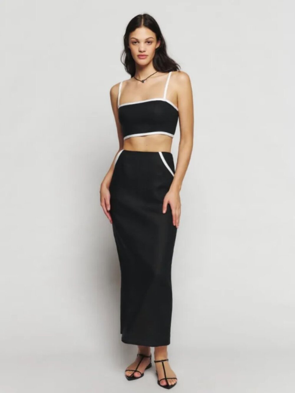 Reformation • Elena Linen Two Piece, Black